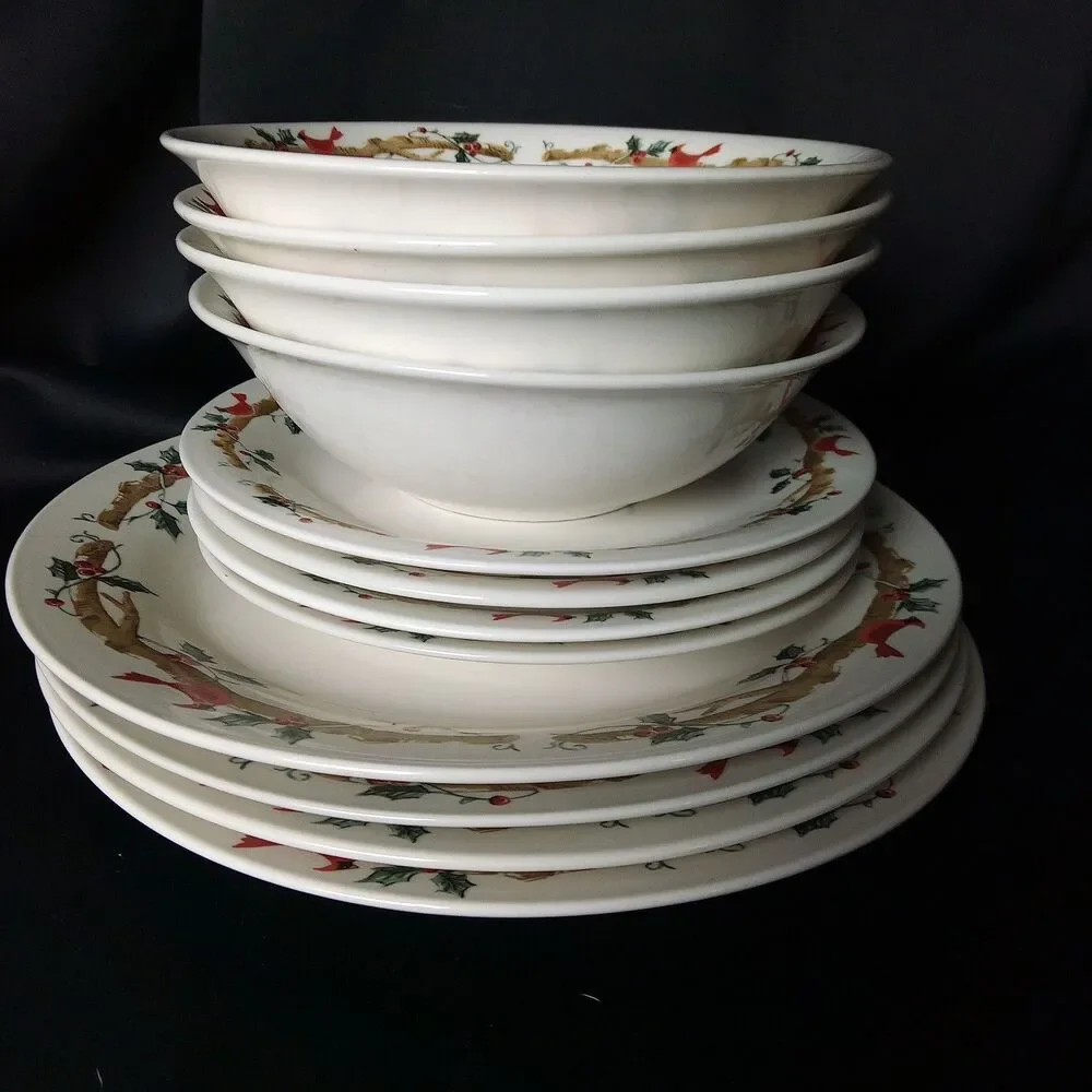 HOME ESSENTIALS WOODLAND CELEBRATION 3 PIECE DINNER SET FOR 4